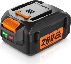 DSANKE WA3520 20V 6.0Ah Replacement for Worx 20V Battery WA3520 WA3525 WG151s WG155s WG251s WG255s, WG540s, WG545s, WG890, WG891 Worx 20Volt Lithium ion Cordless Power Tools