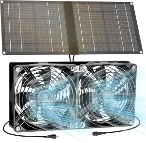 Dual Solar Fan for Chicken Coop, 12W Solar Powered Fans for Outside Shed