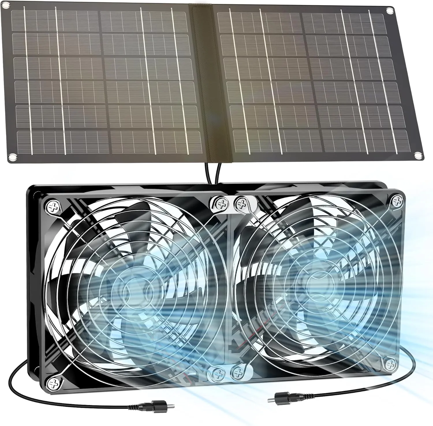 Dual Solar Fan for Chicken Coop, 12W Solar Powered Fans for Outside Shed