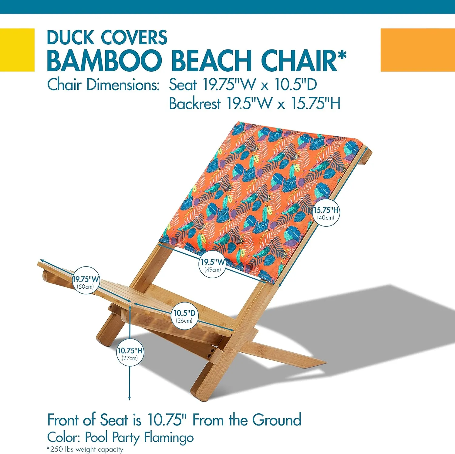 Duck Covers Bamboo Beach Chair, Pool Party Flamingo