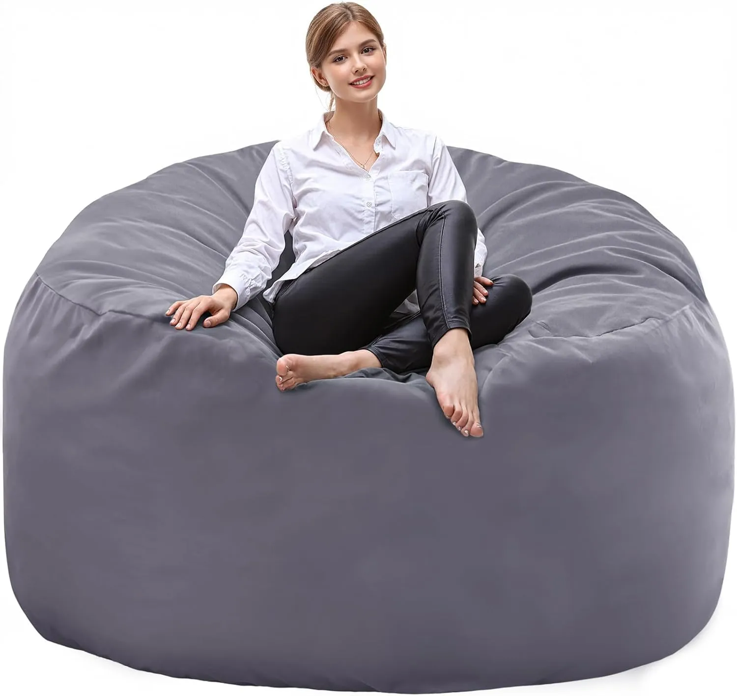 DUMOS 4FT Bean Bag Chair Beanbag for Adults and Kids Oversized Lazy Sofa Living Room Furniture with Removable Washable Cover Giant Comfy Gaming Chair Round Couch for Bedroom Dorm