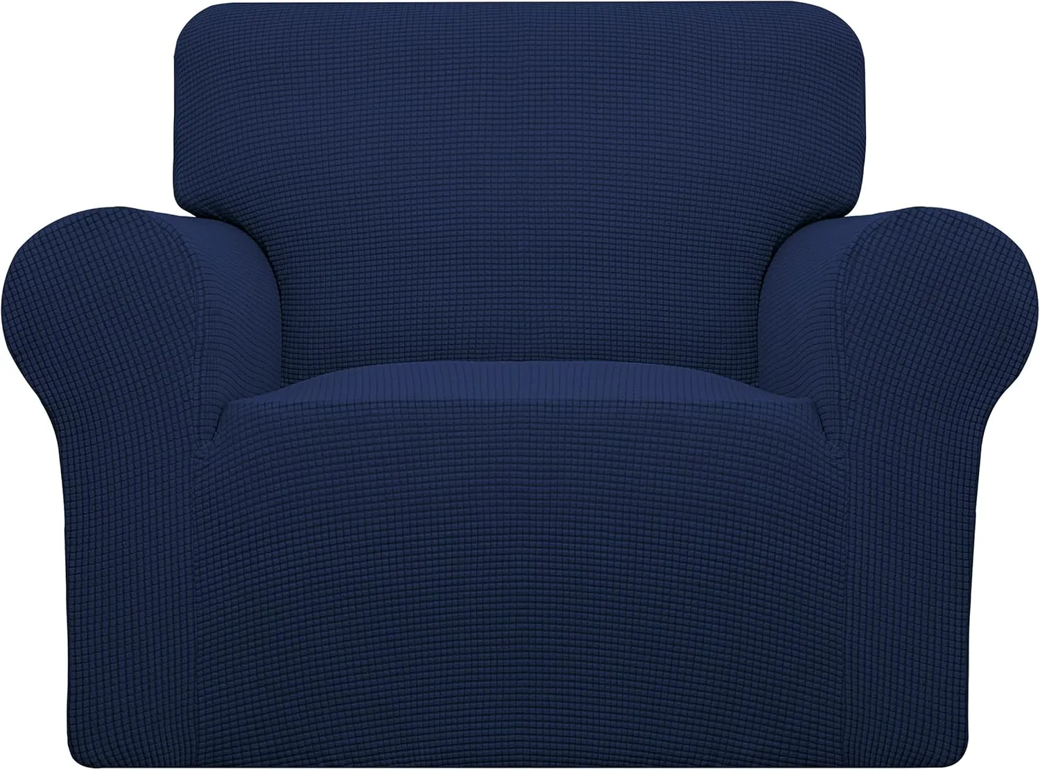 Easy-Going Stretch Chair Sofa Slipcover 1-Piece Couch Sofa Cover Furniture Protector Soft with Elastic Bottom for Kids, Pet. Spandex Jacquard Fabric Small Checks (Chair, Navy)