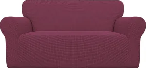 Easy-Going Stretch Loveseat Slipcover 1-Piece Sofa Cover Furniture Protector Couch Soft with Elastic Bottom for Kids Polyester Spandex Jacquard Fabric Small Checks (Loveseat, ASH Rose)