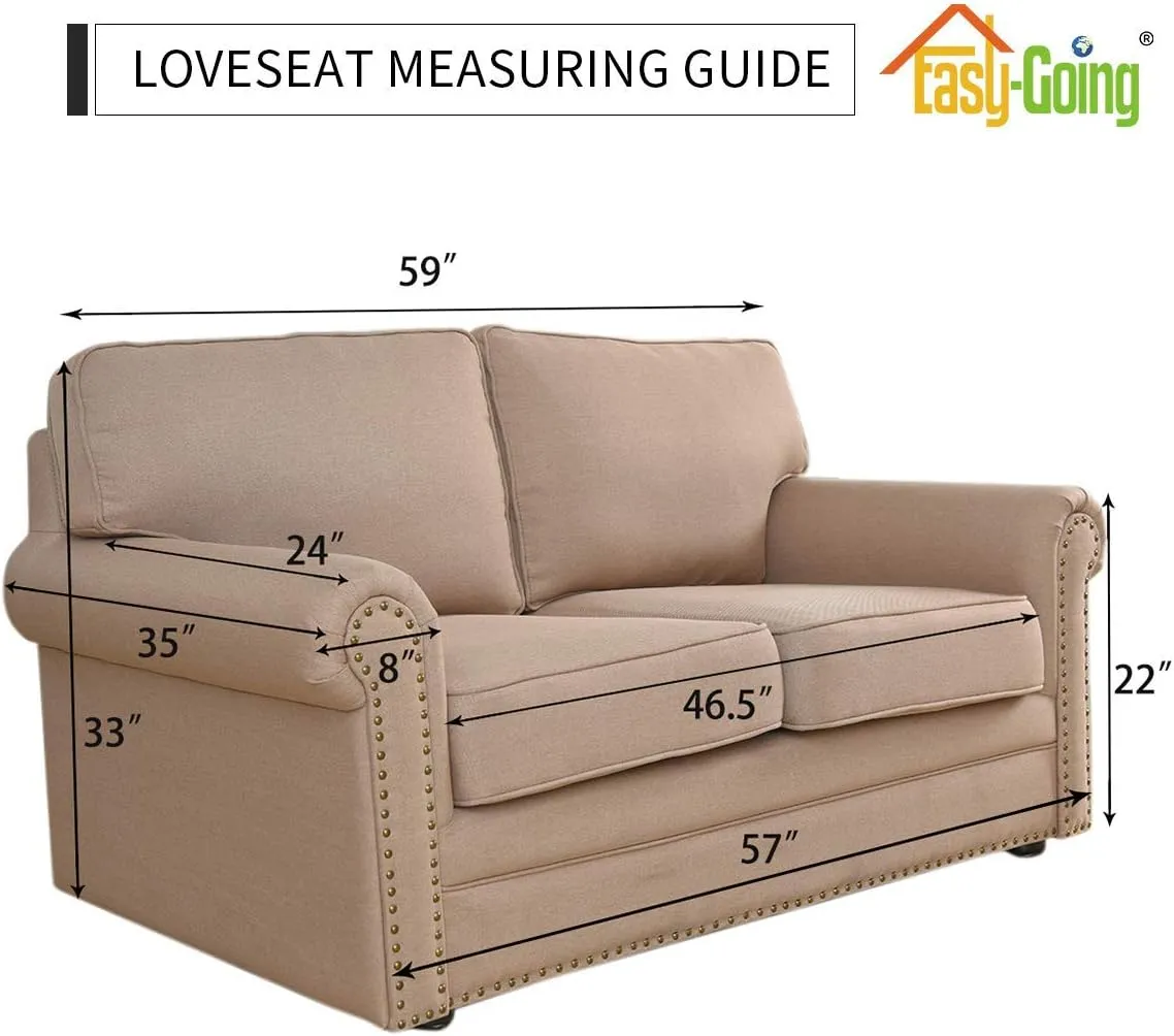 Easy-Going Stretch Loveseat Slipcover 1-Piece Sofa Cover Furniture Protector Couch Soft with Elastic Bottom for Kids Polyester Spandex Jacquard Fabric Small Checks (Loveseat, Bluestone)