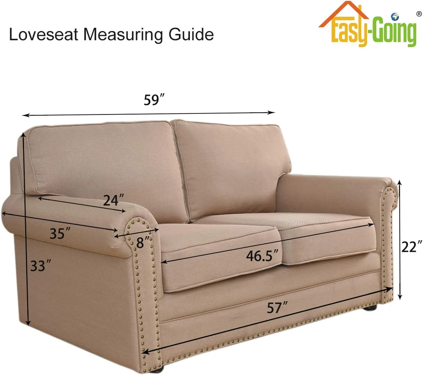 Easy-Going Stretch Loveseat Slipcover 1-Piece Sofa Cover Furniture Protector Couch Soft with Elastic Bottom for Kids Polyester Spandex Jacquard Fabric Small Checks (Loveseat, Cream)