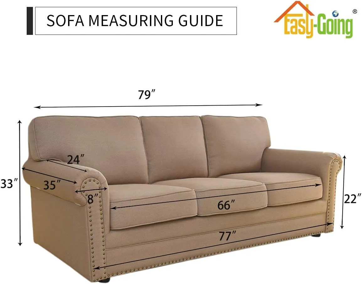 Easy-Going Stretch Sofa Slipcover 1-Piece Sofa Cover Furniture Protector Couch Soft with Elastic Bottom for Kids, Polyester Spandex Jacquard Fabric Small Checks (Sofa, Brown)