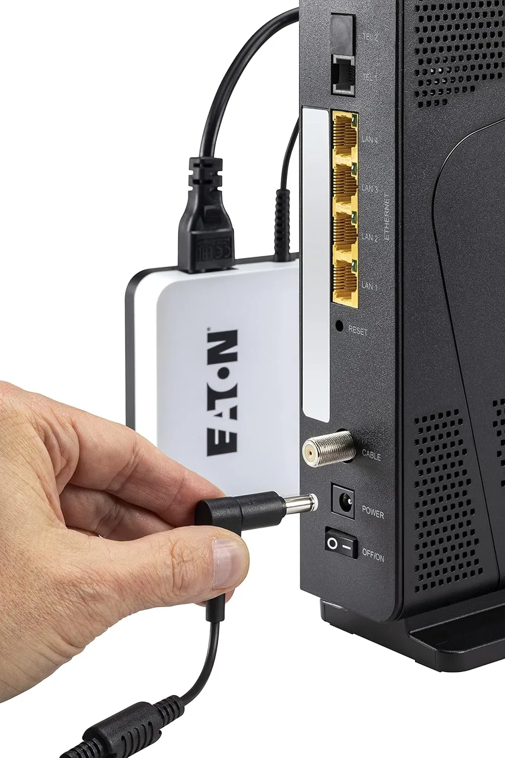Eaton 3S Mini UPS 36W 9/12/15/19 Volt DC - Ideal for Protecting Internet Routers (e.g. FRITZ!Box), IP Cameras, Home Assistants and Smart Home Controllers - White & Black
