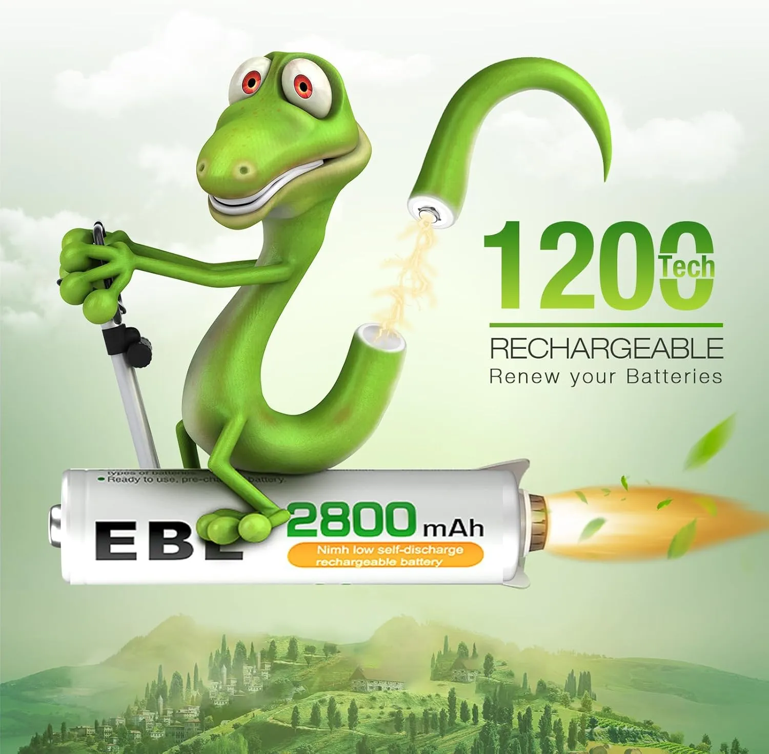 EBL Rechargeable AA Batteries 2800mAh (4 Pack) and AAA Ni-MH Rechargeable Batteries 1100mAh (4 Pack) with 8-Bay AA AAA Individual Battery Charger