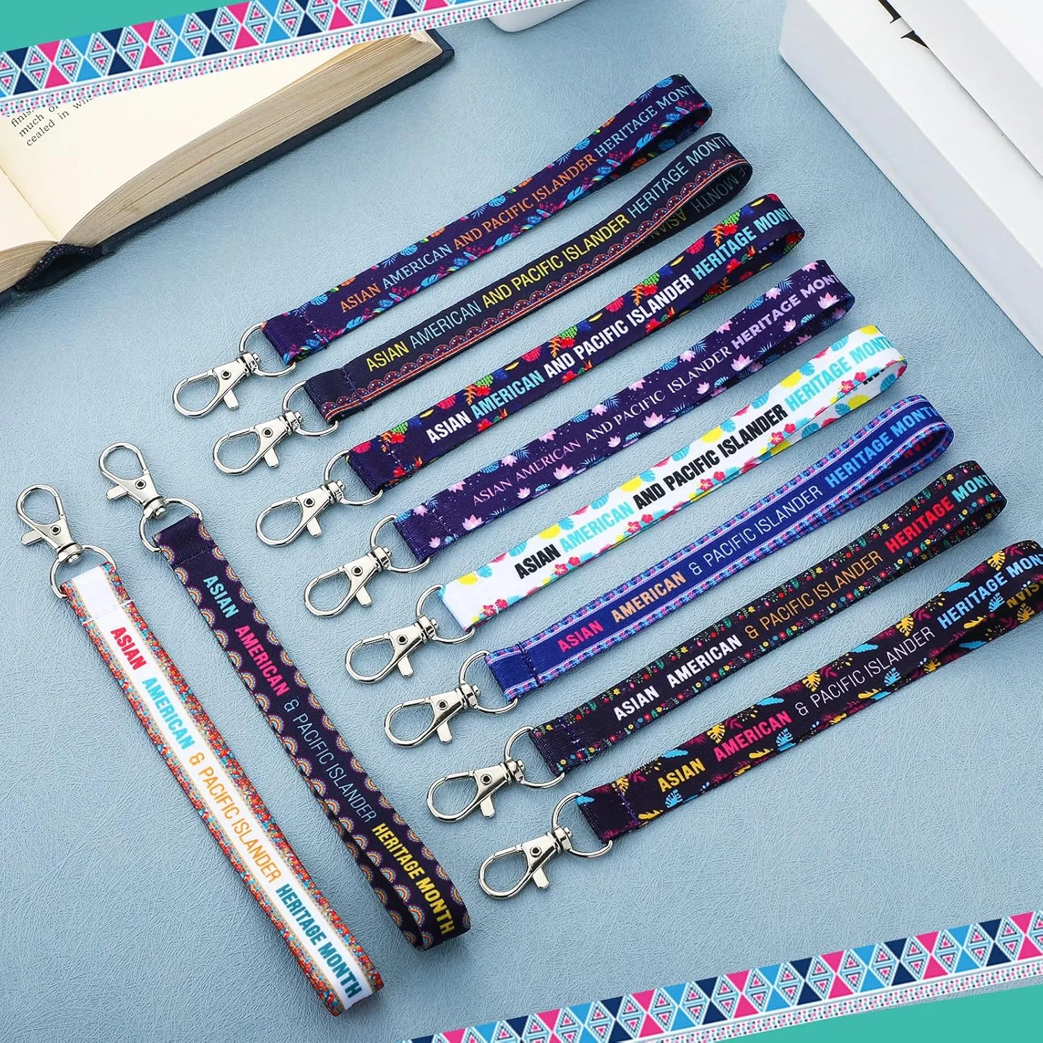 Ecally 150 Pcs Asian American and Pacific Islander Heritage Month Lanyard Gifts Bulk Pacific Islander Heritage Month Lanyard Keychains Gifts for Party Favors Supplies