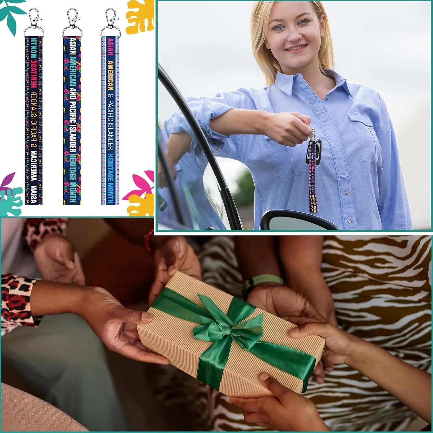 Ecally 150 Pcs Asian American and Pacific Islander Heritage Month Lanyard Gifts Bulk Pacific Islander Heritage Month Lanyard Keychains Gifts for Party Favors Supplies
