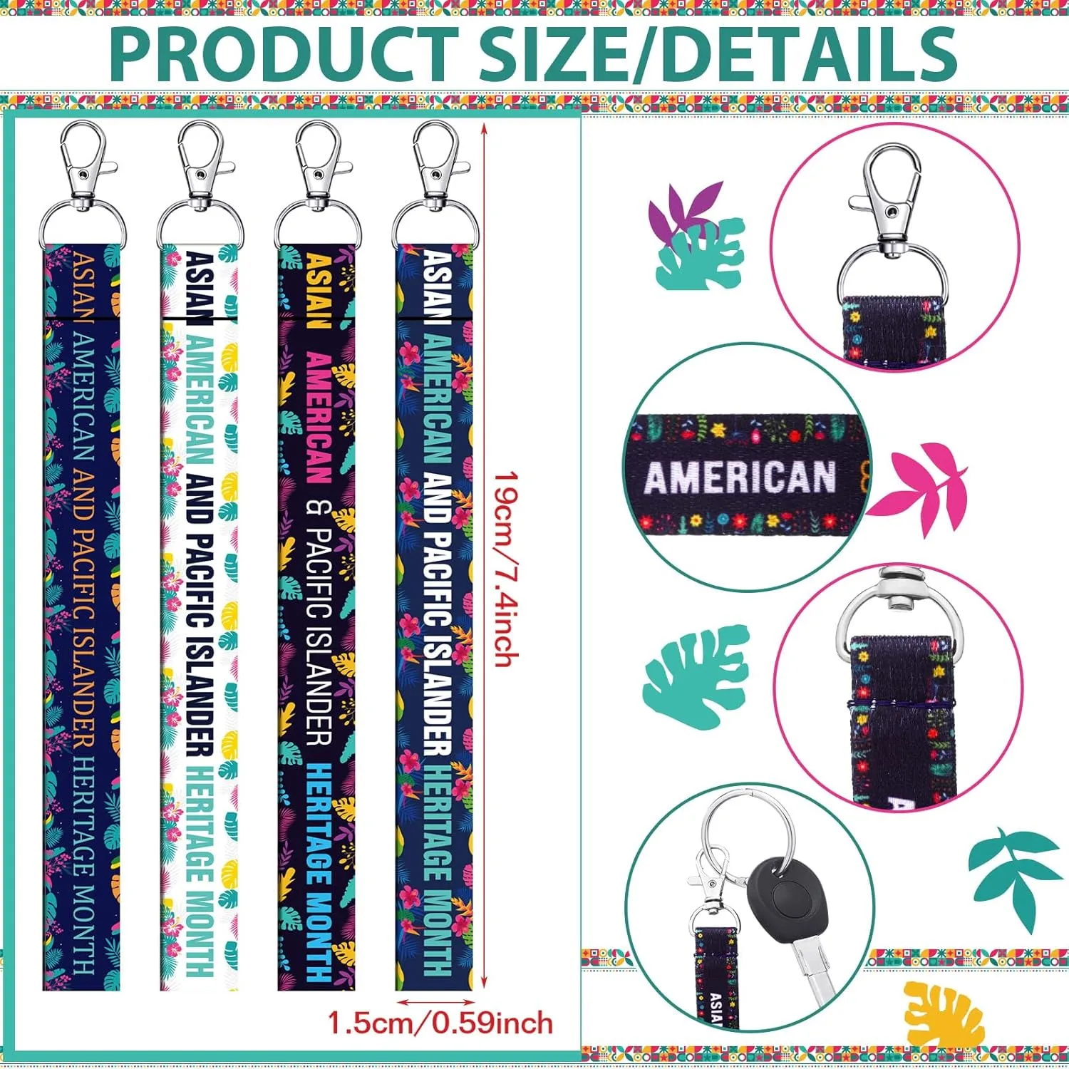 Ecally 150 Pcs Asian American and Pacific Islander Heritage Month Lanyard Gifts Bulk Pacific Islander Heritage Month Lanyard Keychains Gifts for Party Favors Supplies