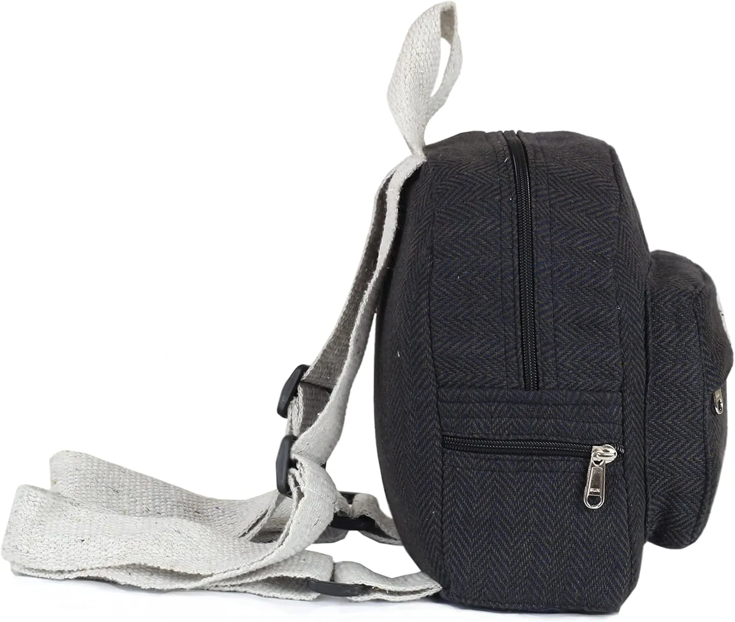 Eco Friendly Set Of Hemp Mini Backpack   Coin Purse Cute Light Weight Hemp Bag For women Girl (Fade Black)