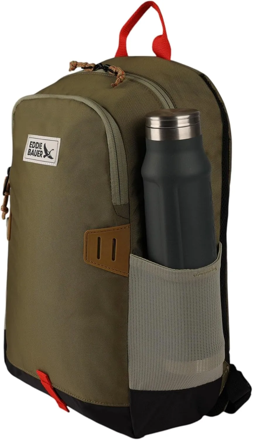 Eddie Bauer Campus Backpack | EDC | Work | Travel | Commuter | Padded Laptop Sleeve | Bottle Pockets | Lightweight | Durable, University-Adler Green, 22L