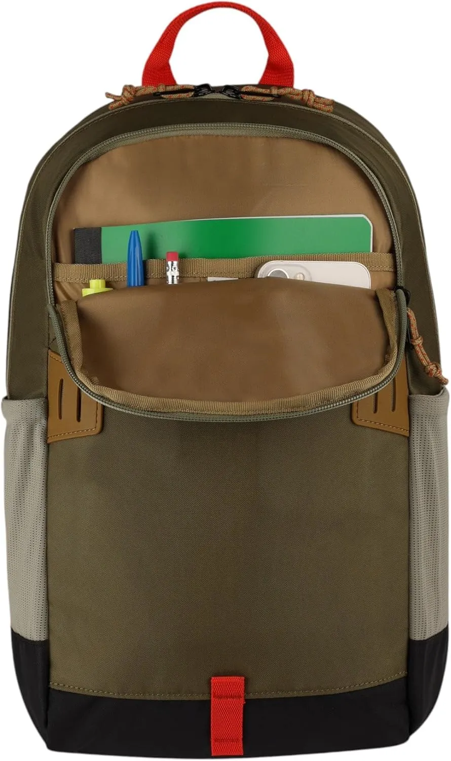 Eddie Bauer Campus Backpack | EDC | Work | Travel | Commuter | Padded Laptop Sleeve | Bottle Pockets | Lightweight | Durable, University-Adler Green, 22L