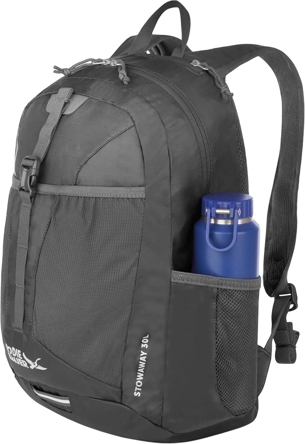 Eddie Bauer Stowaway Packable Backpack-Made from Ripstop Polyester, Dark Smoke, 30L