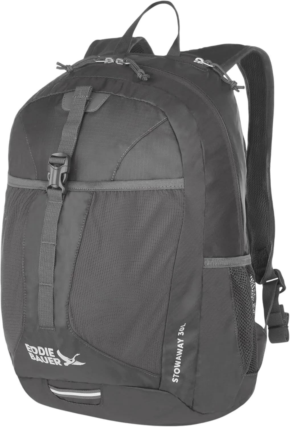 Eddie Bauer Stowaway Packable Backpack-Made from Ripstop Polyester, Dark Smoke, 30L