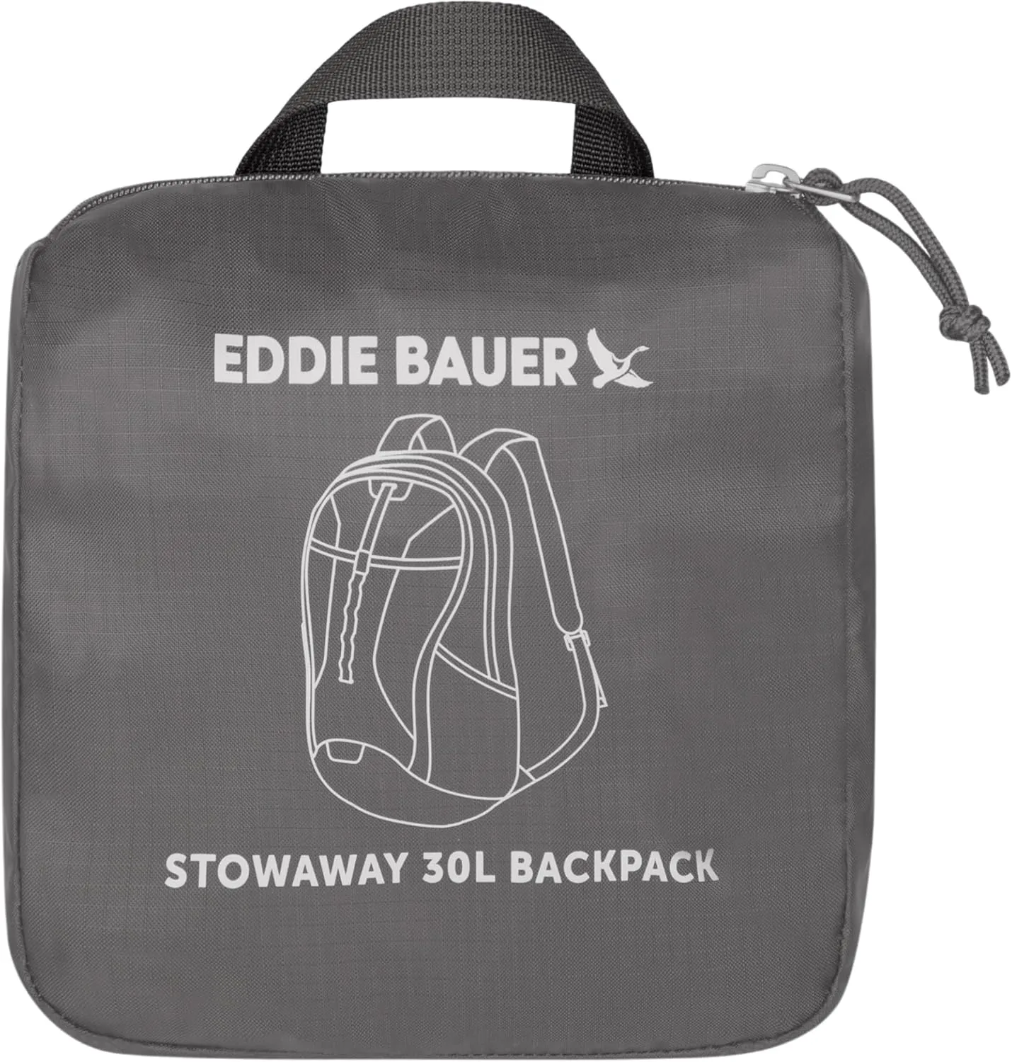 Eddie Bauer Stowaway Packable Backpack-Made from Ripstop Polyester, Dark Smoke, 30L