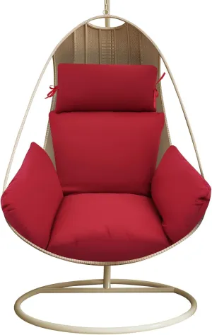 Egg Chair Cushion, Thickened Hanging Basket Swing Cushion With Headrest, Hanging Egg Chair Cushion,PP Cotton Filling Material/ Excellent Resilience,For Backyard/Deck/Garden/Outdoor (Wine Red)
