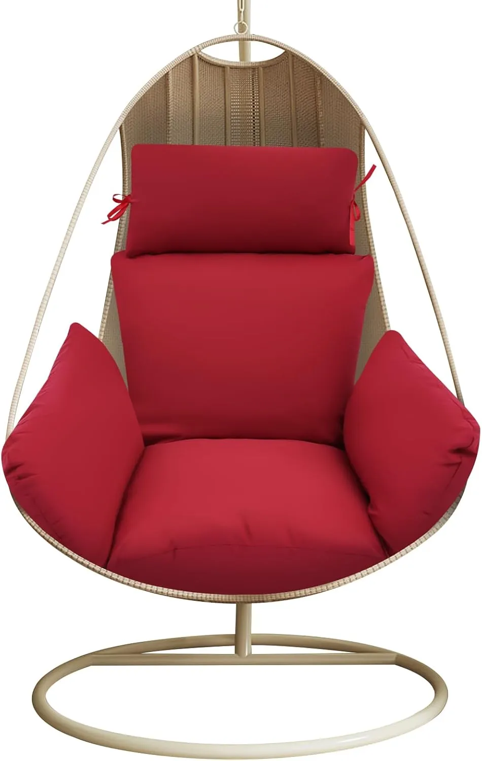 Egg Chair Cushion, Thickened Hanging Basket Swing Cushion With Headrest, Hanging Egg Chair Cushion,PP Cotton Filling Material/ Excellent Resilience,For Backyard/Deck/Garden/Outdoor (Wine Red)