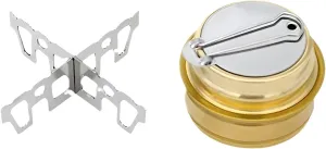 [Ellniges]【Outdoor -Stand Alcohol Stove】Non-Slip Camping with Embedded Slots, Compact Stainless Steel Design for Backpackers - High-Temperature Resistance