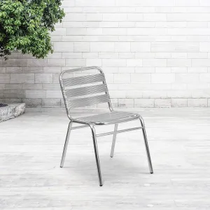 EMMA   OLIVER 4 Pack Commercial Aluminum Indoor-Outdoor Restaurant Stack Chair - Triple Slat Back
