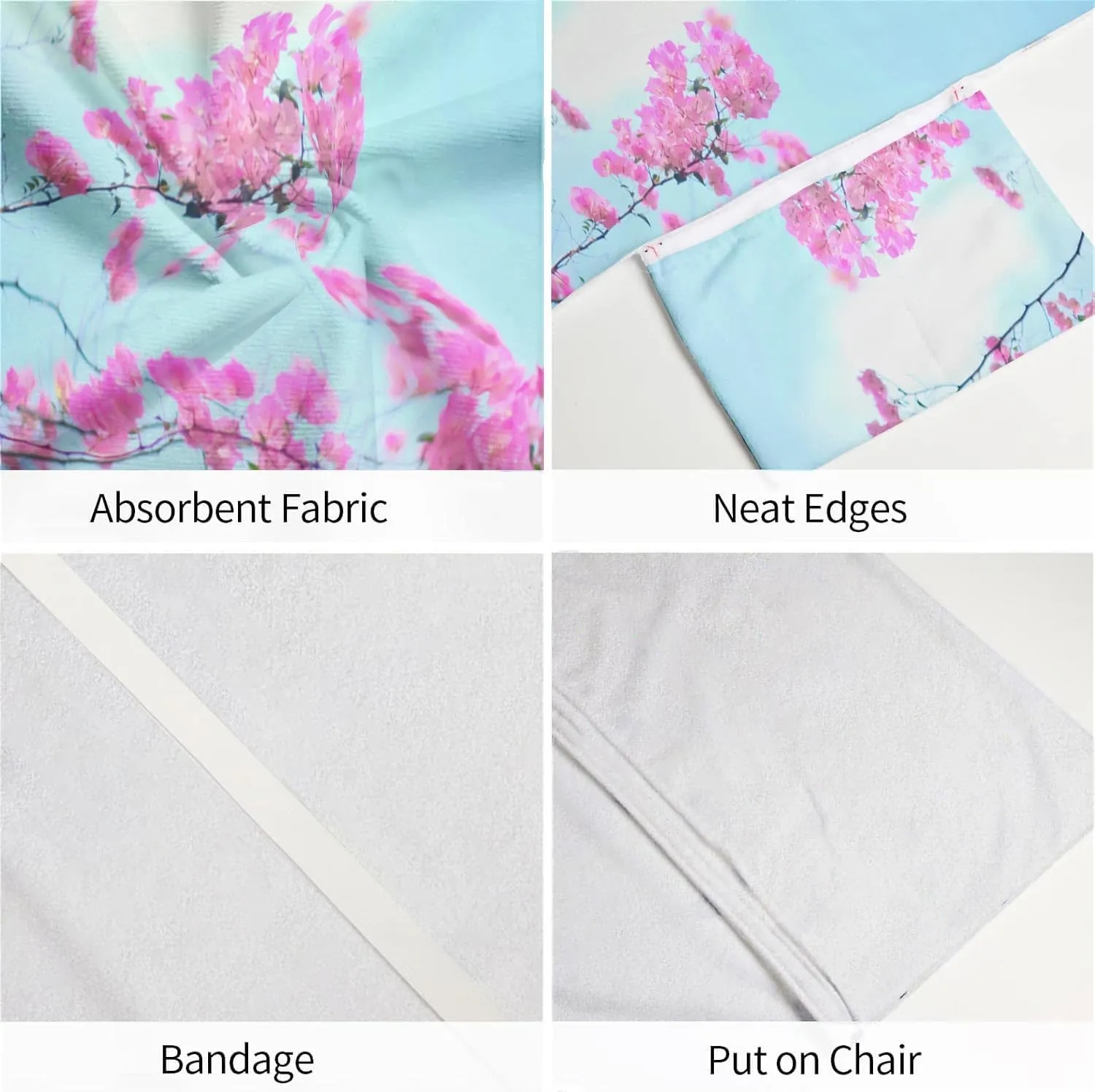EMMTEEY Outside Chair Covers 82.6 X 29.5 Inches Water Waves White Site Placard Surface Chaise Lounge Covers with 2 Side Pockets for Poolside Beach Garden, Set of 1