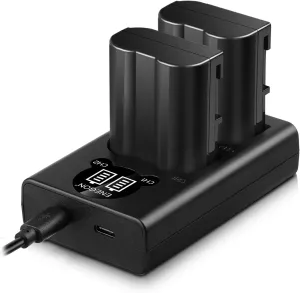 ENEGON EN-EL15C Batteries (2 Pack) and Smart LED Dual Charger Kit for Nikon ZF Z6,Z7 Z8 D7500 D7000, D7100, D7200 D500, D600, D610, D750,D780 D800, D810, D800E, D810A,D850 Digital Cameras