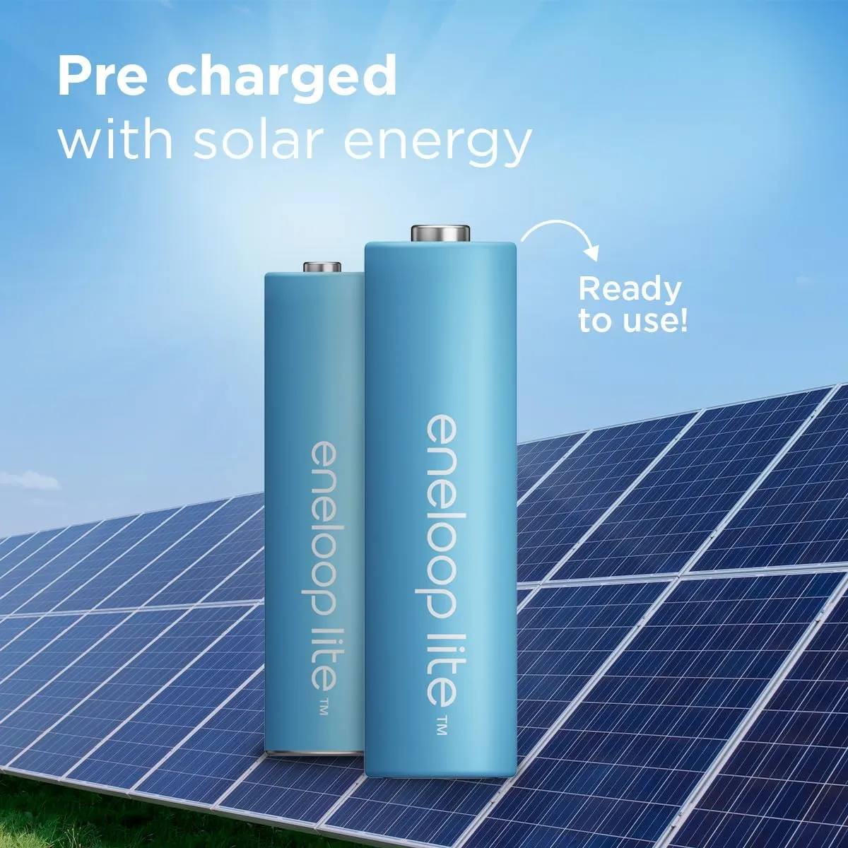 eneloop Lite, AAA/Micro NI-MH Battery, Pack of 4, Capacity with Min. 550 mAh, Ready-to-Use NI-MH Batteries, Rechargeable up to 3000 Times, Plastic-Free Packaging, Lite, Blue