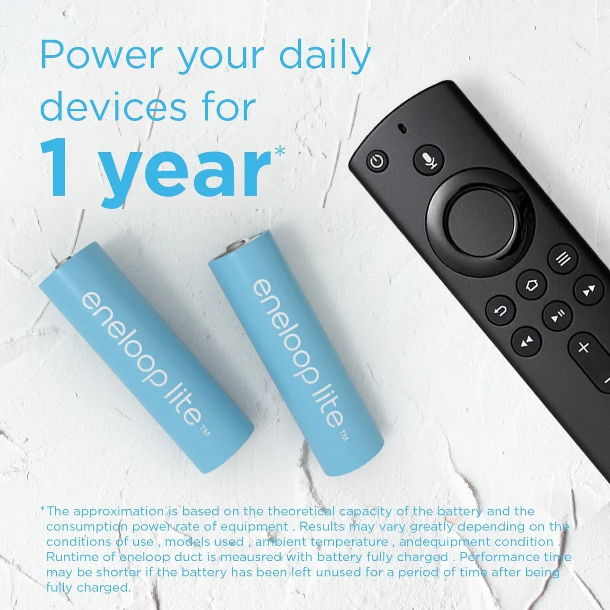 eneloop Lite, AAA/Micro NI-MH Battery, Pack of 4, Capacity with Min. 550 mAh, Ready-to-Use NI-MH Batteries, Rechargeable up to 3000 Times, Plastic-Free Packaging, Lite, Blue