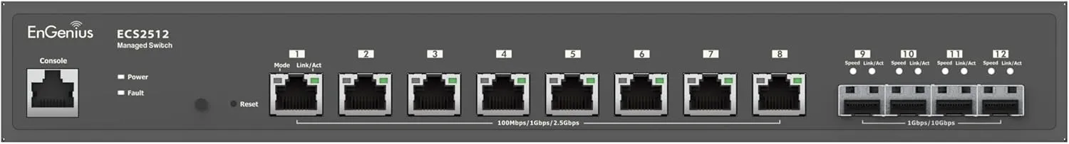EnGenius Cloud (ECS2512FP) | Multi-Gigabit 2.5G 8-Port PoE   Switch ｜ 4 SFP  Uplink Ports