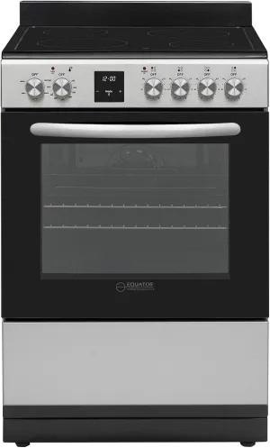Equator Stainless Steel Electric Stove with Convection Oven, Air Fryer & Ceramic Cooktop 24-Inch, 4 Burners - Kitchen Cooking Range (SS)