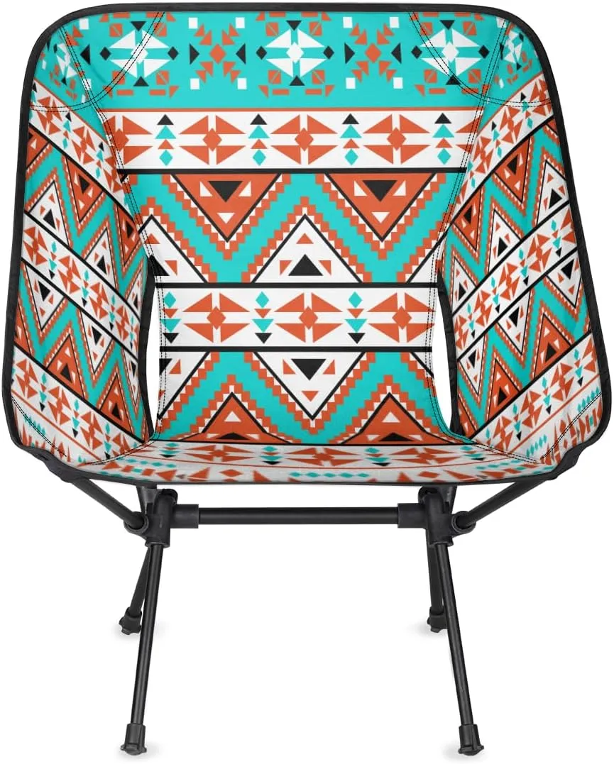 Ethnic Aztec Print Camping Chair Lightweight Portable Chairs for Adults Easy Installation Outdoor Foldable Camping Chair for Camping Fishing Hiking Picnic Beach