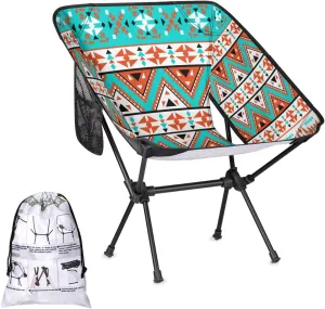 Ethnic Aztec Print Camping Chair Lightweight Portable Chairs for Adults Easy Installation Outdoor Foldable Camping Chair for Camping Fishing Hiking Picnic Beach