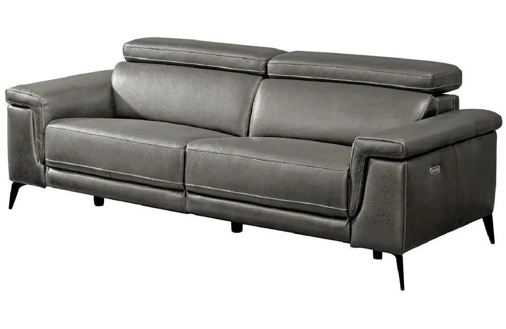 Everly Gray Premium Leather Sofa Loveseat and Chair