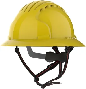 EVO 6161V Full Brim Ascend Climbing Helmet - Wheel Ratchet - Yellow - Vented (AKU260-000-204)