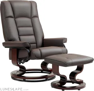 Faux Leather Reclining Chair, Swivel Ottoman Chair, Recliner with