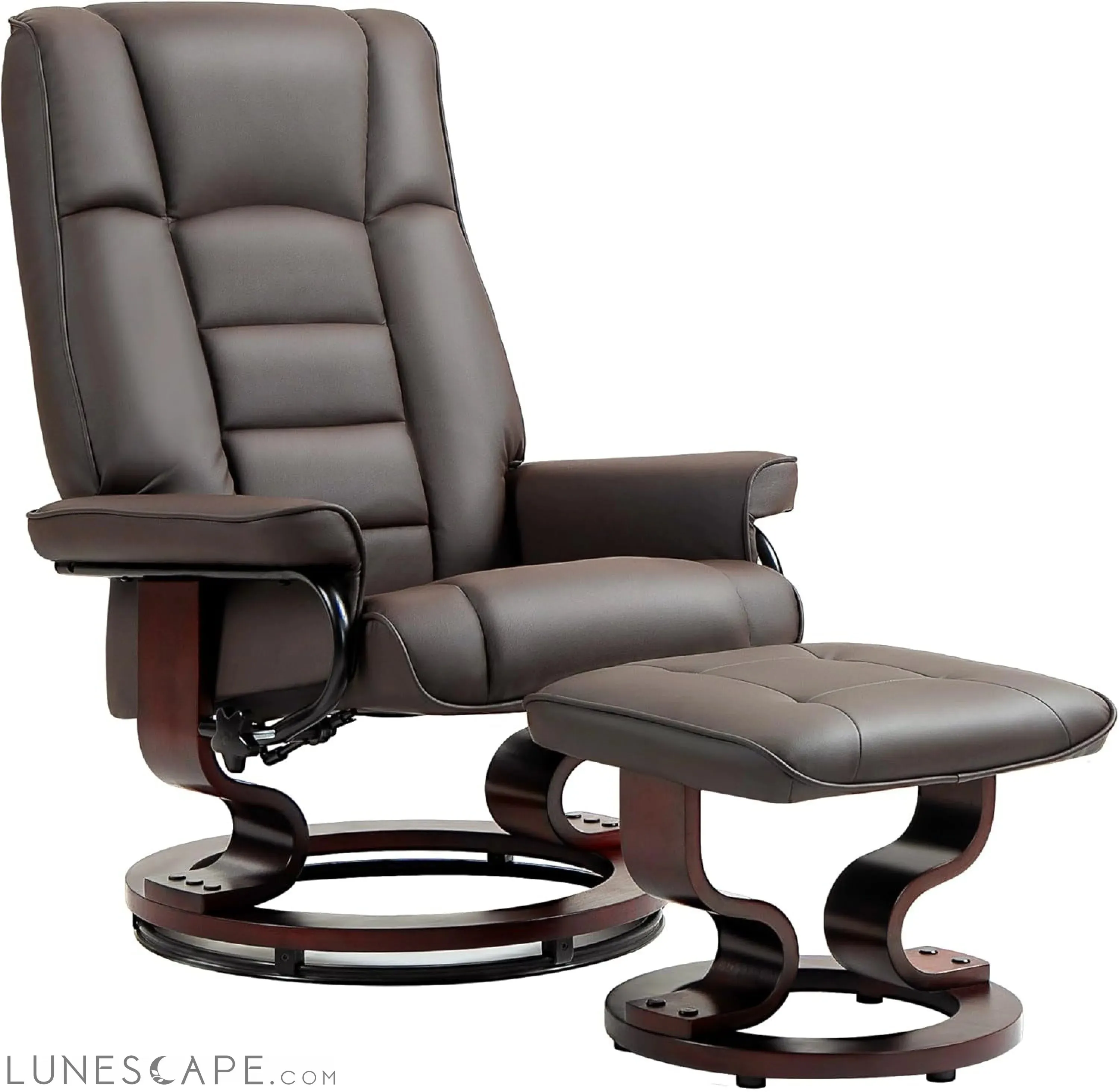 Faux Leather Reclining Chair, Swivel Ottoman Chair, Recliner with