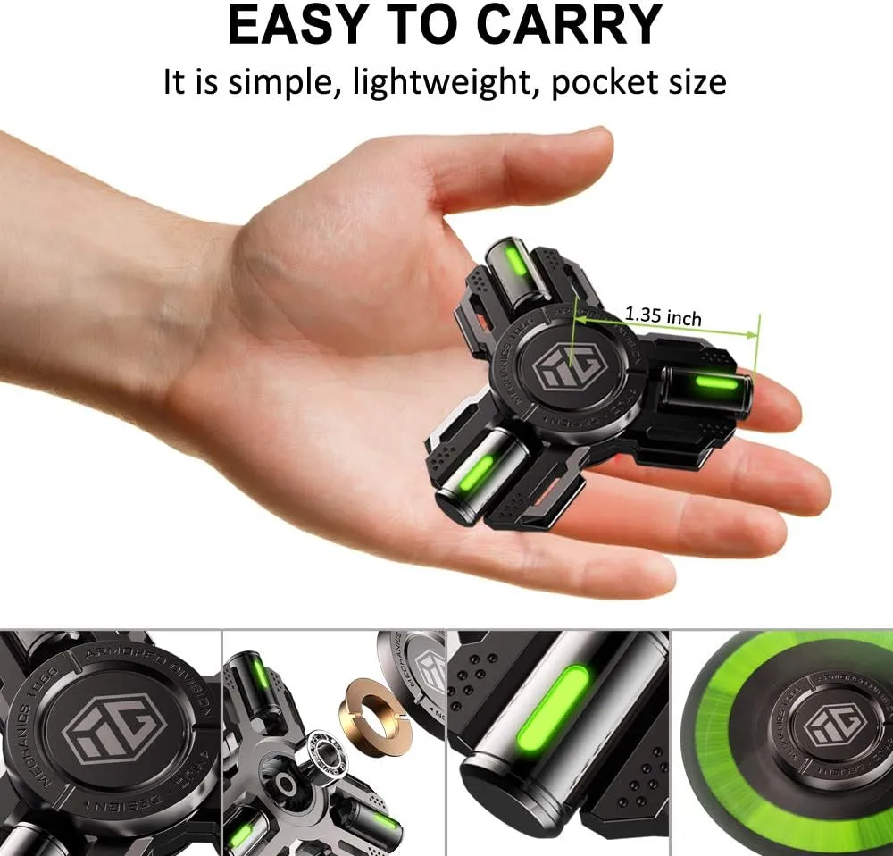 Fidget Spinners, Fidget Spinner Gifts for Adults and Kids, Stress Anxiety ADHD Relief Figets Toy, Metal Finger Hand Spinner Toys with Luminous Light, Spinner Absorb Solar Light Then Release in Dark