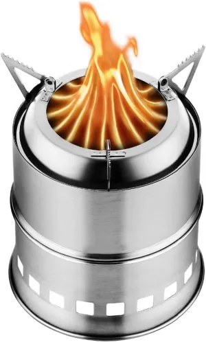 Fire Pit, Camping Stove, Camp Wood Stove Portable Foldable Stainless Steel Burning Backpacking Stove for Outdoor Hiking Picnic BBQ
