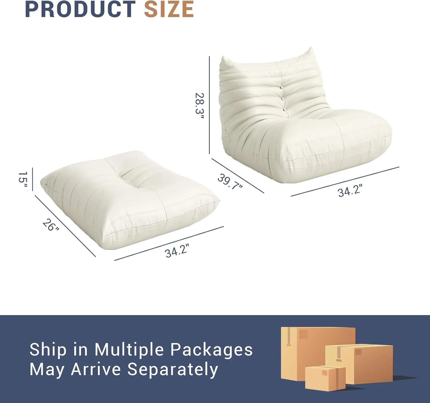 Fireside Chair Lazy Floor Sofa Set, Cozy Memory Foam Bean Bag Chairs, Faux Leather Giant Bean Bag Chair Sofa, Armless Foam Couch Lounger Tatami Recliner for Living Room Bedroom Dorm Office
