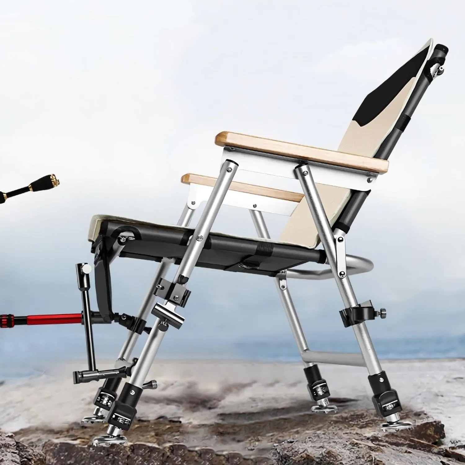 Fishing Chair Folding Recliner Chair Portable Lightweight Reclining Fishing Chair Removable Cushion Camping Chair Outdoor Fishing Chair(C)