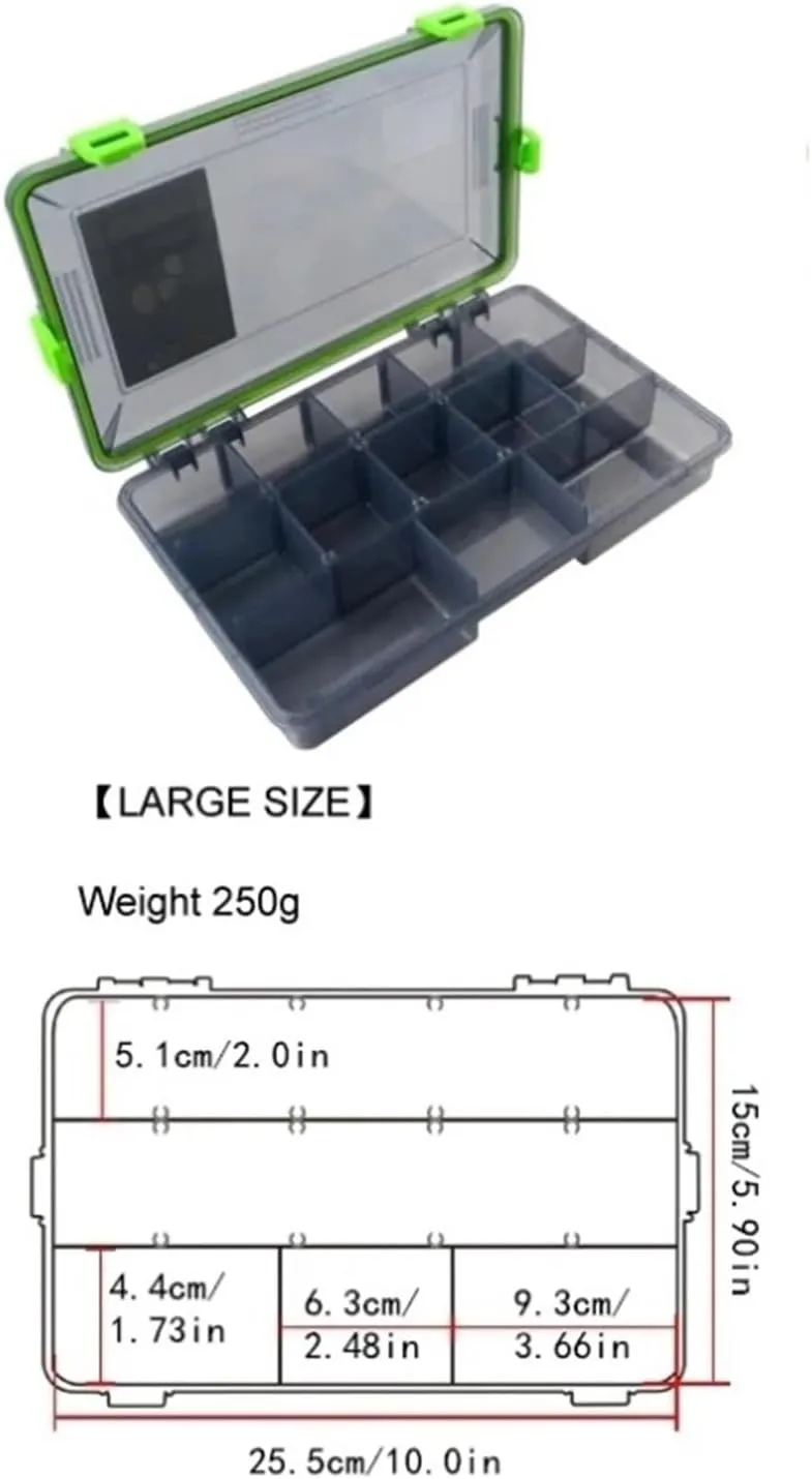 Fishing Organizer Multifunctional Fishing Box Bait Accessories Storage Box Lure Box Compartments All-Weather Fishing Lure Organizer(Green)