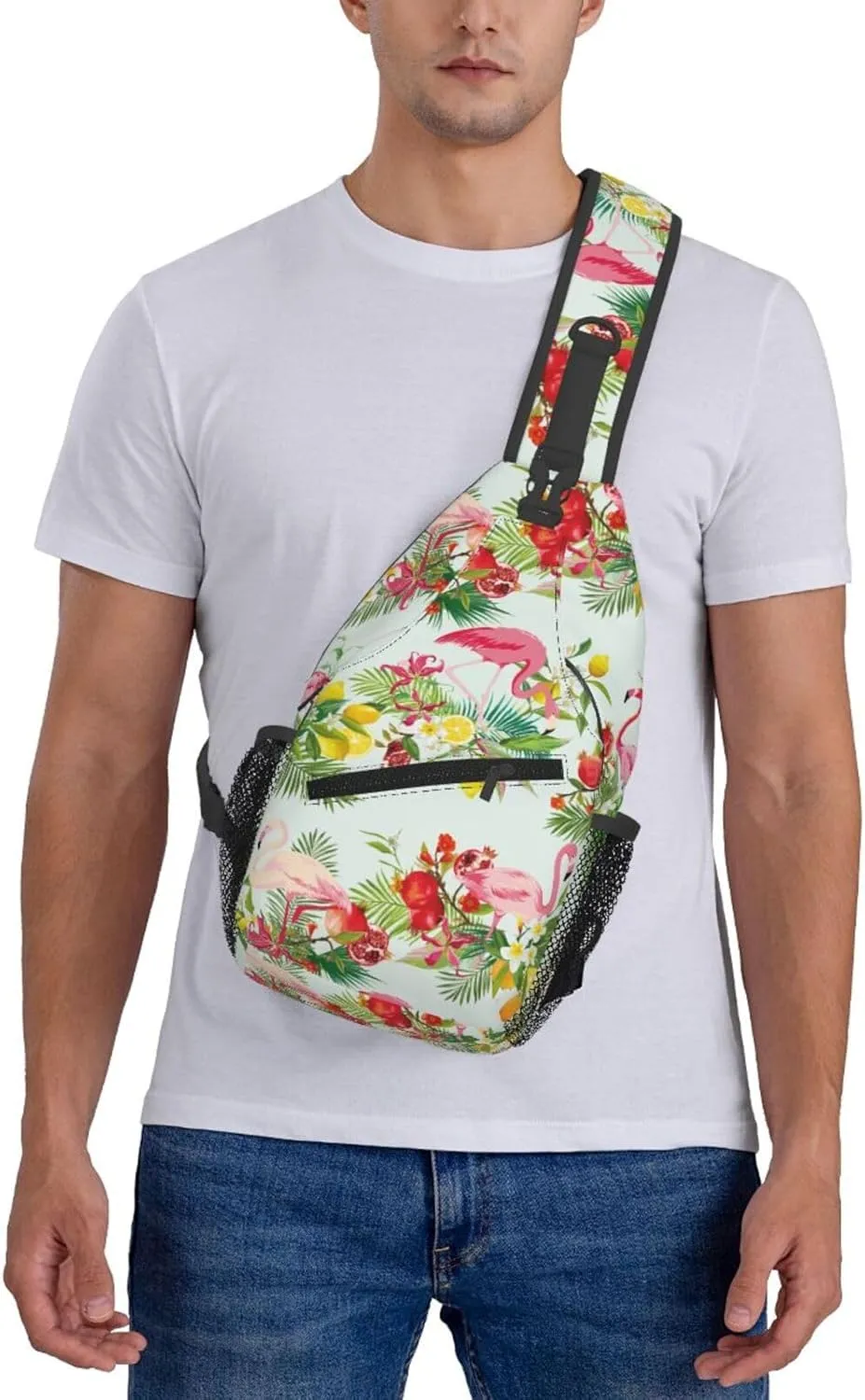 Flamingo Crossbody Sling Backpack Sling Bag Adjustable Chest Shoulder Daypack For Women Men