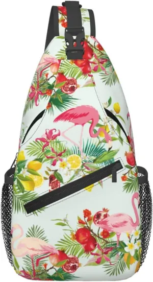 Flamingo Crossbody Sling Backpack Sling Bag Adjustable Chest Shoulder Daypack For Women Men