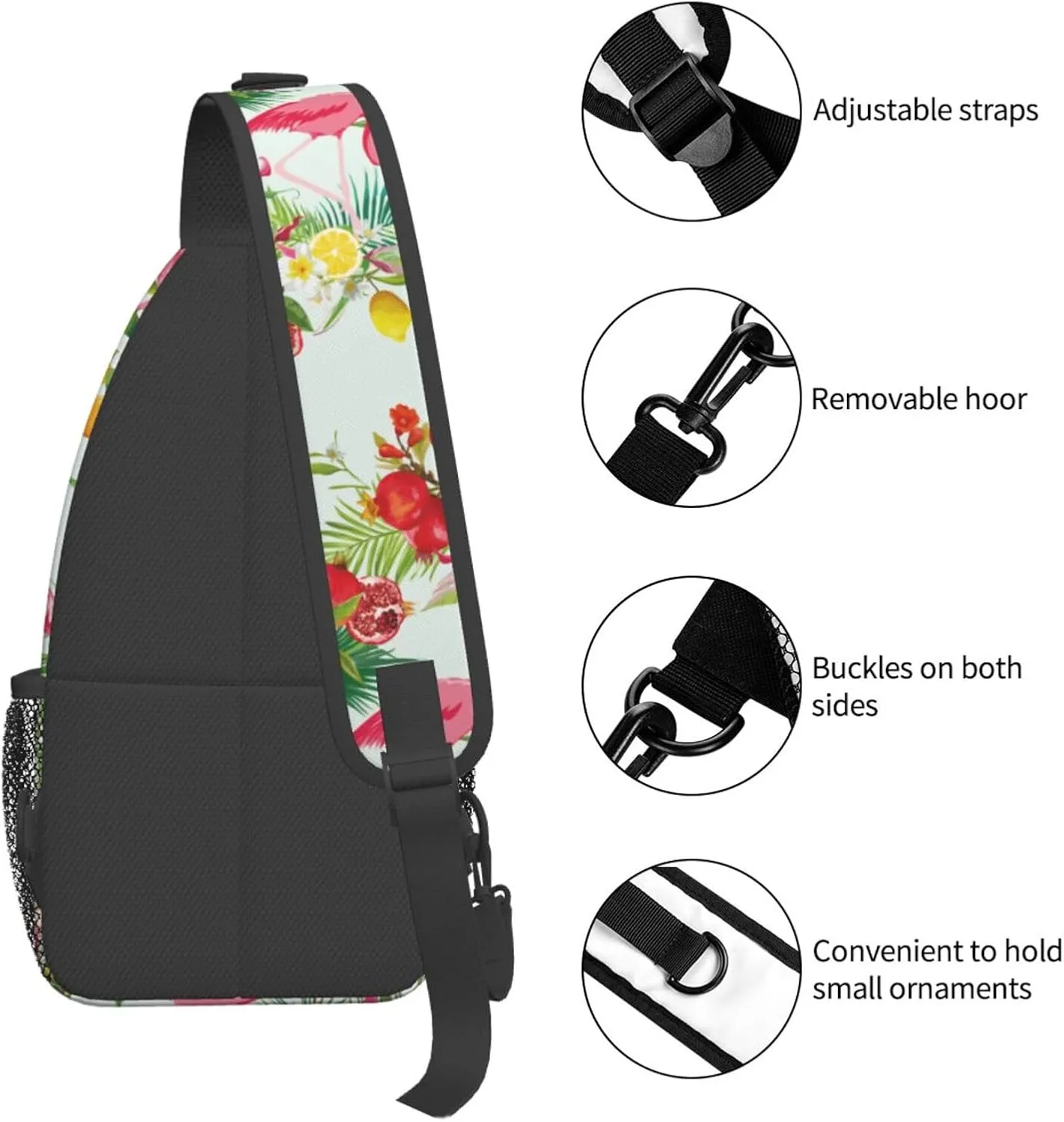 Flamingo Crossbody Sling Backpack Sling Bag Adjustable Chest Shoulder Daypack For Women Men