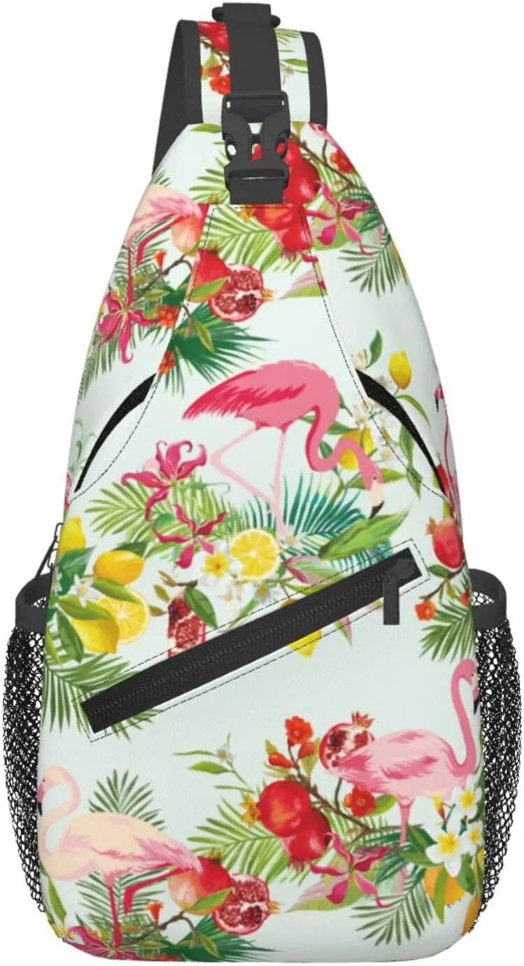 Flamingo Crossbody Sling Backpack Sling Bag Adjustable Chest Shoulder Daypack For Women Men