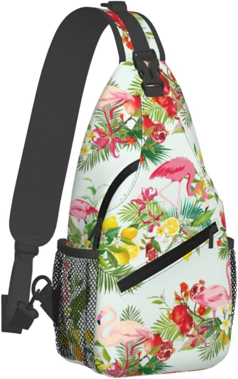 Flamingo Crossbody Sling Backpack Sling Bag Adjustable Chest Shoulder Daypack For Women Men