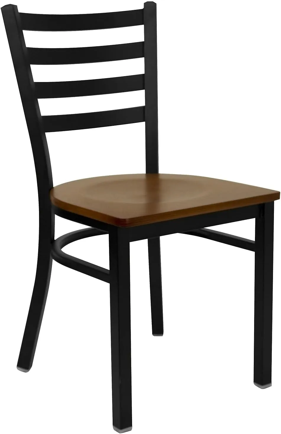 Flash Furniture 2 Pack HERCULES Series Black Ladder Back Metal Restaurant Chair - Cherry Wood Seat