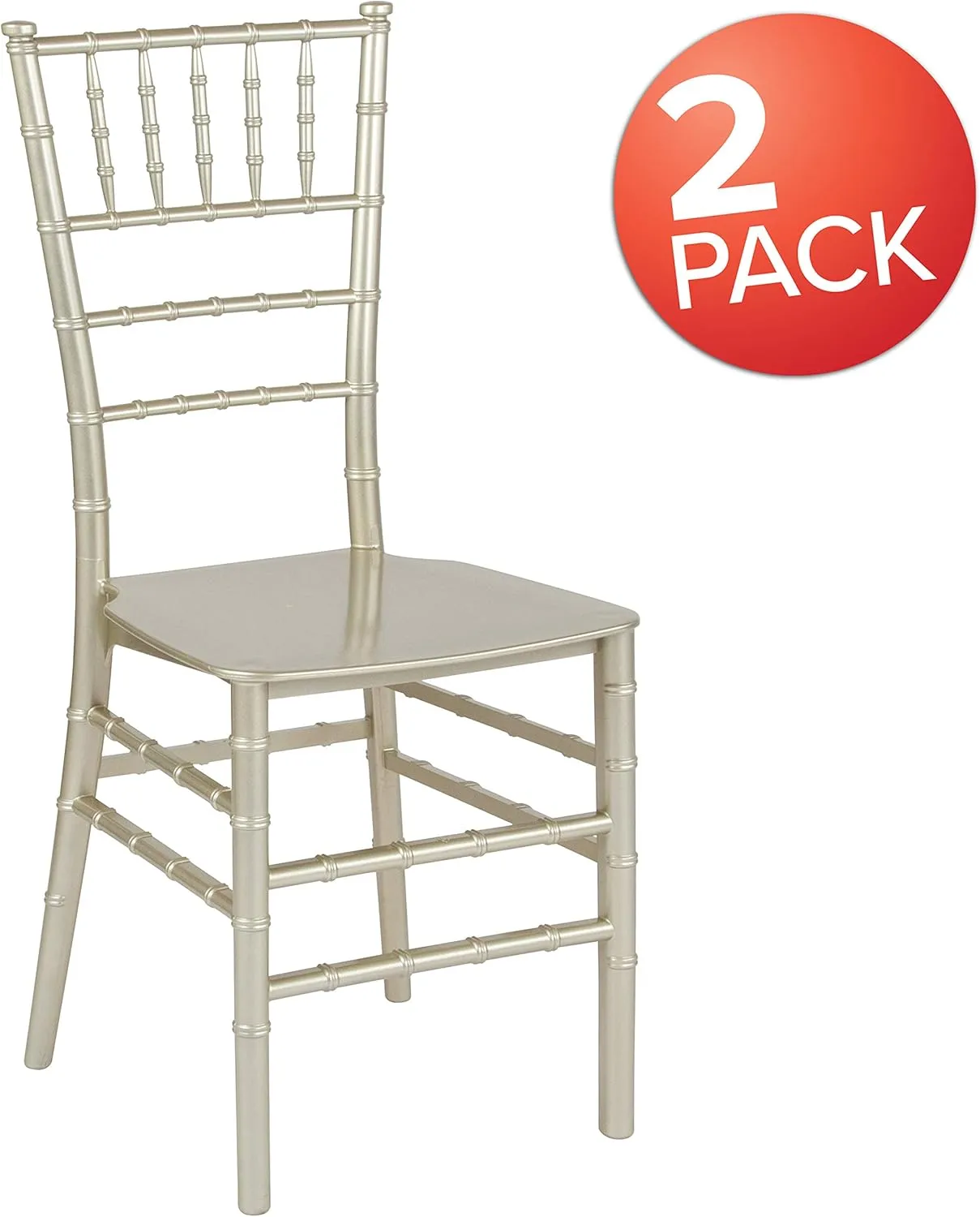 Flash Furniture 2 Pack HERCULES Series Champagne Resin Stacking Chiavari Chair