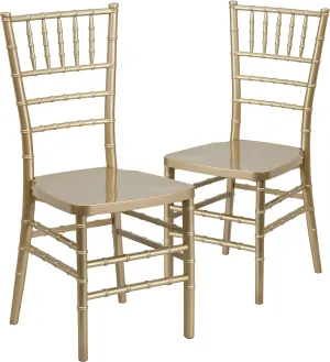 Flash Furniture Hercules Premium Series Chiavari Chairs for Formal Events and Banquets, Commercial/Residential All-Occasion Chairs, Set of 2, Gold